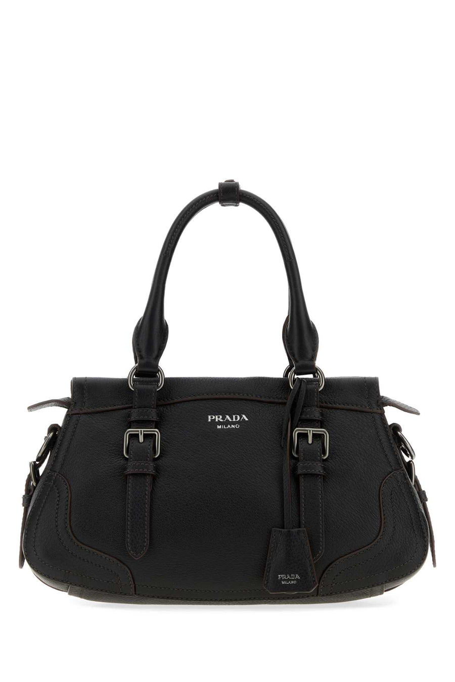 Prada Exterior: 100% Deer; Lining: 100% Fabric; Finishing: Ruthenium shoulder bag in black