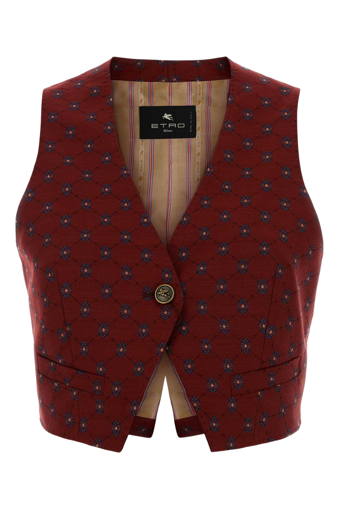 Embroidered Wool Blend Vest S9865 Giacche E Gilet