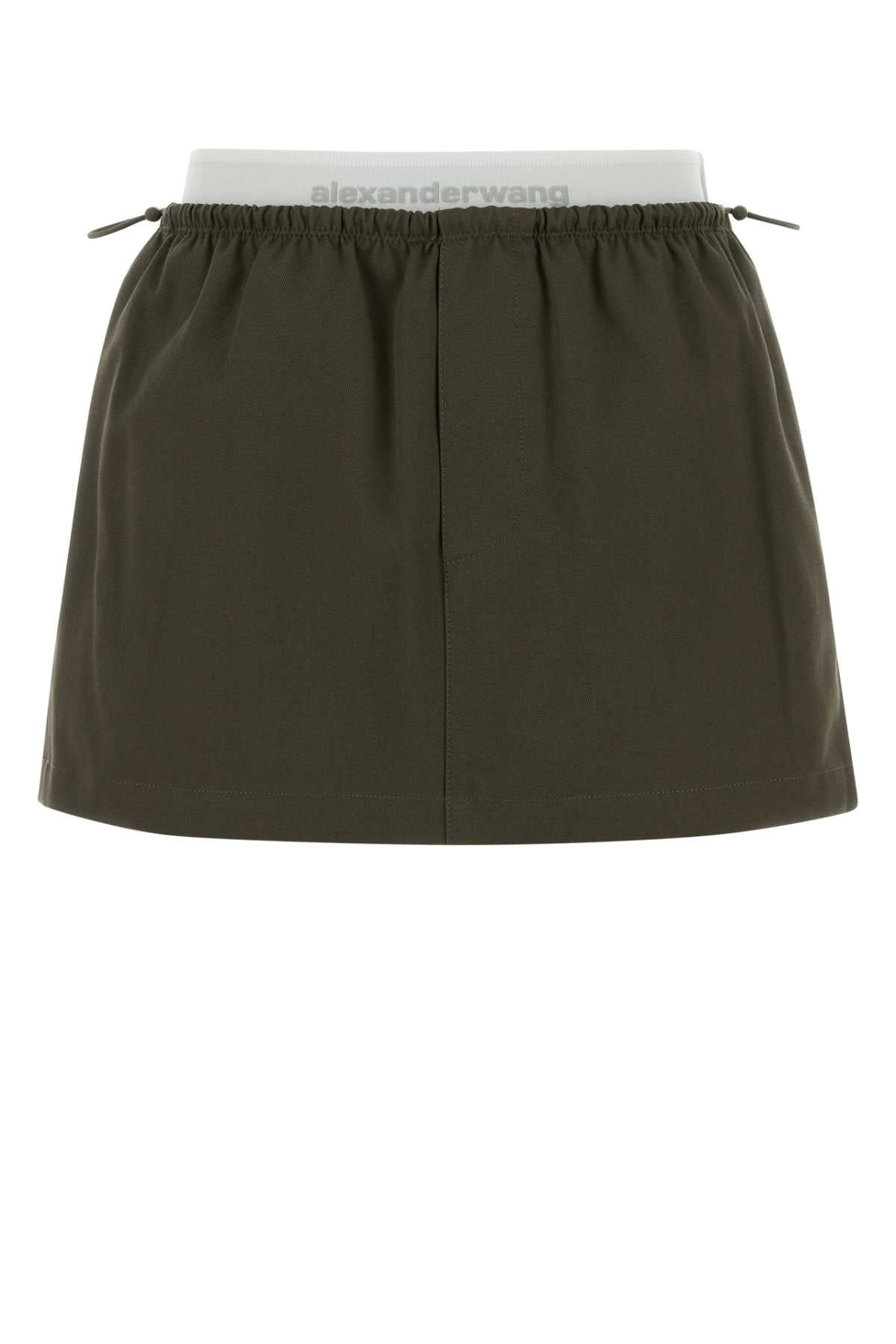 Olive Green Cotton Mini Skirt Armygreen Exterior: Gonne