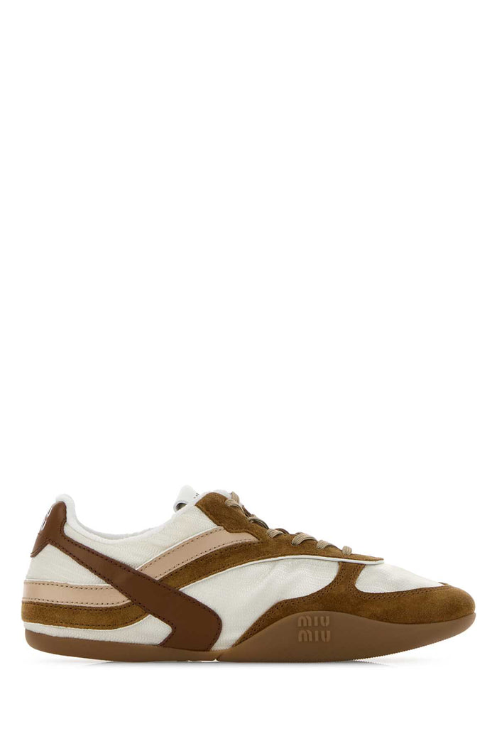 Two-Tone Tech Fabric And Suede Gymnasium Sneakers Talcocannella