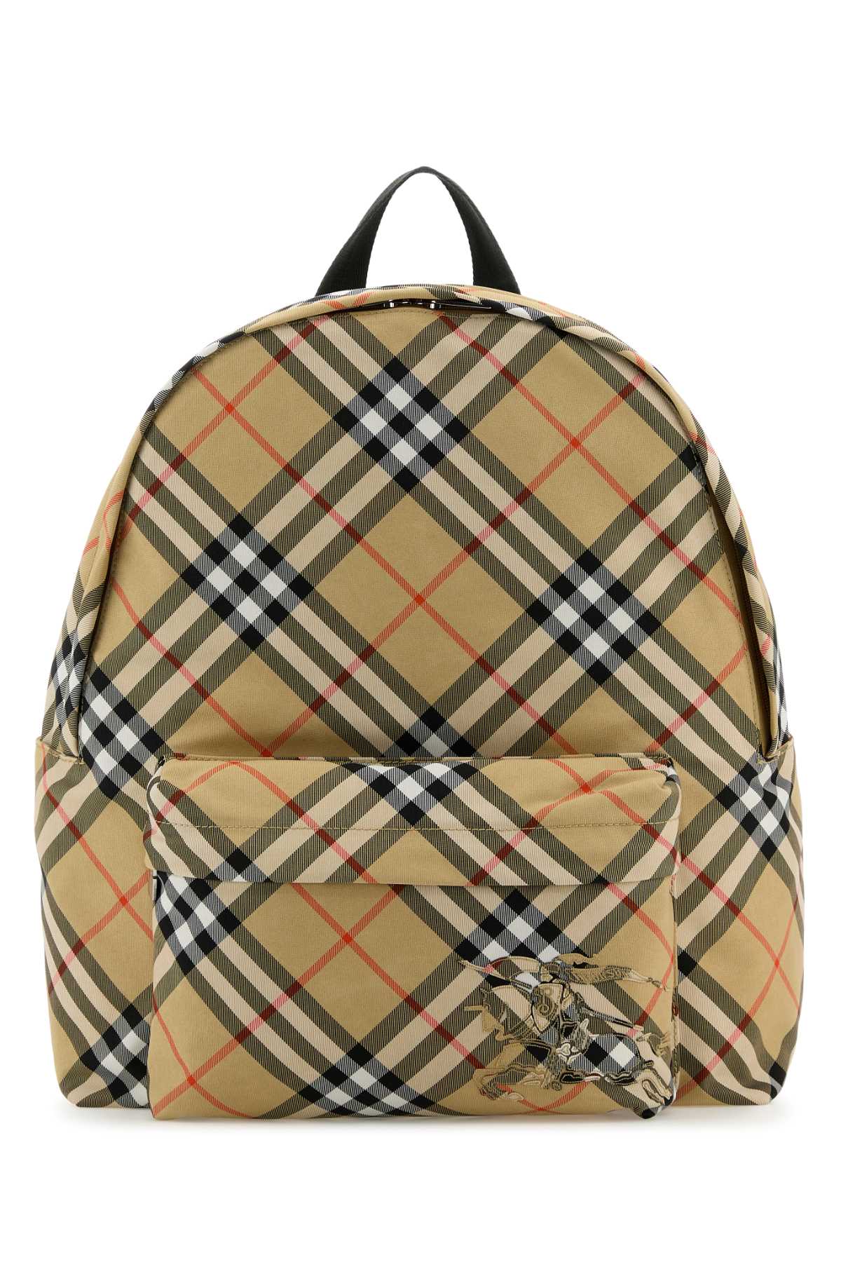 Embroidered Fabric Check Backpack Sand Polyester Polyurethane Zaini