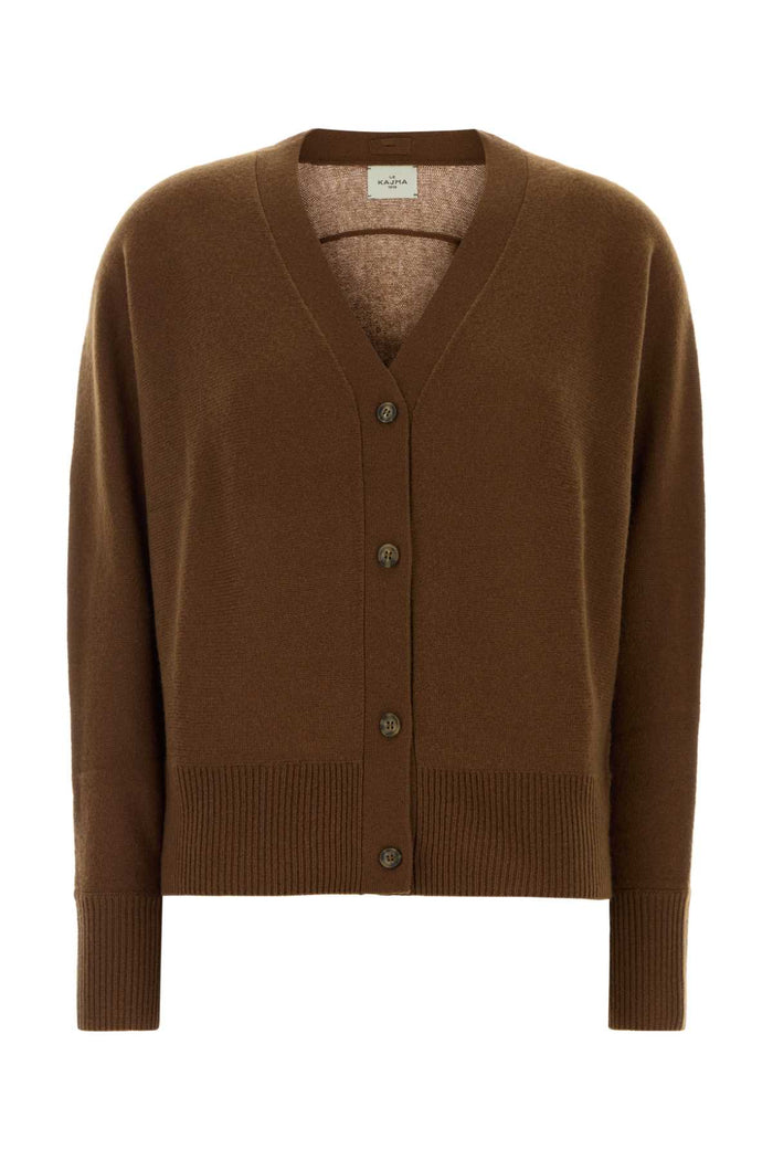 Brown Cotton Lyss Cardigan Cinnamon Exterior: Organic Maglieria