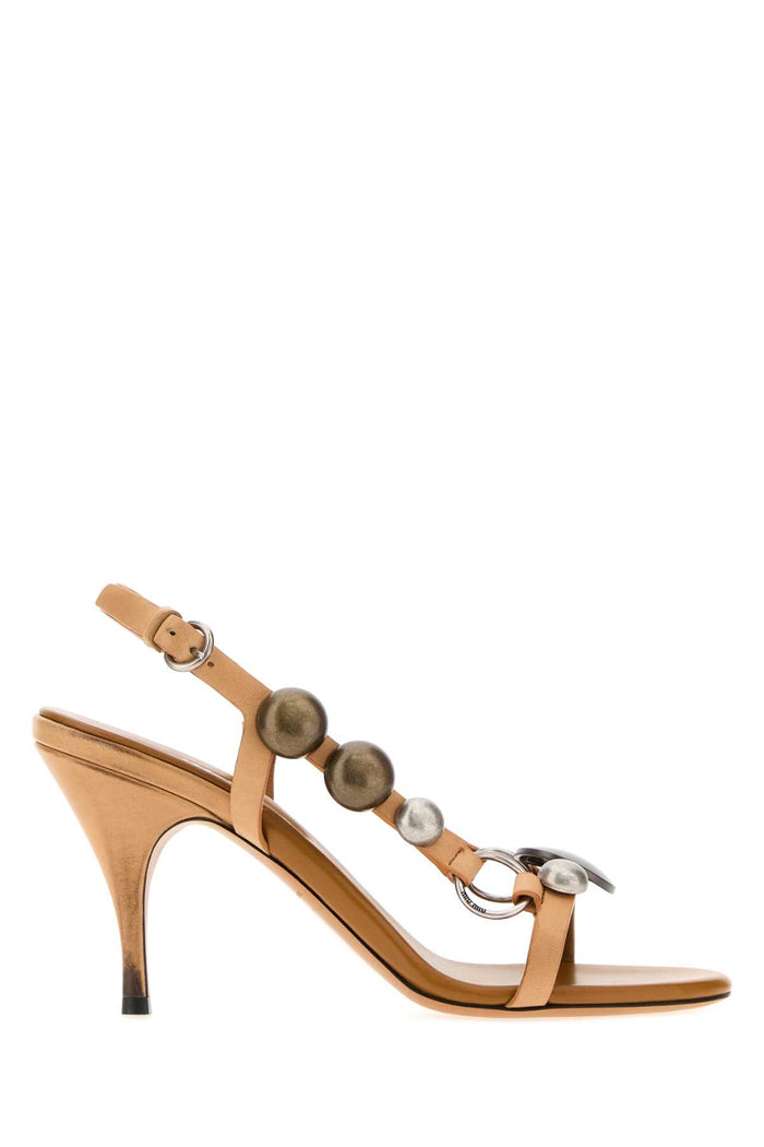 Camel Leather Sandals Miele Sandali