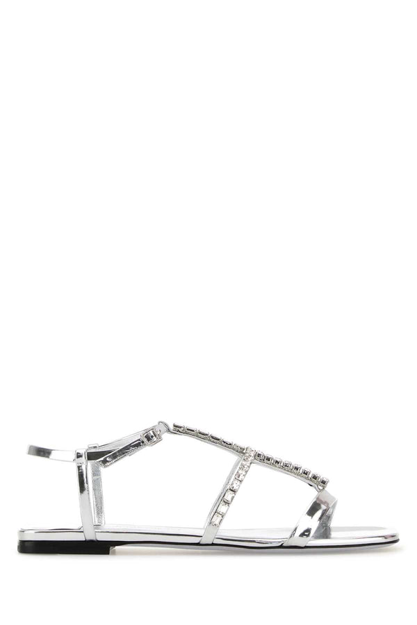 Jimmy Choo Flat Leather (100% exterior sandal in silver