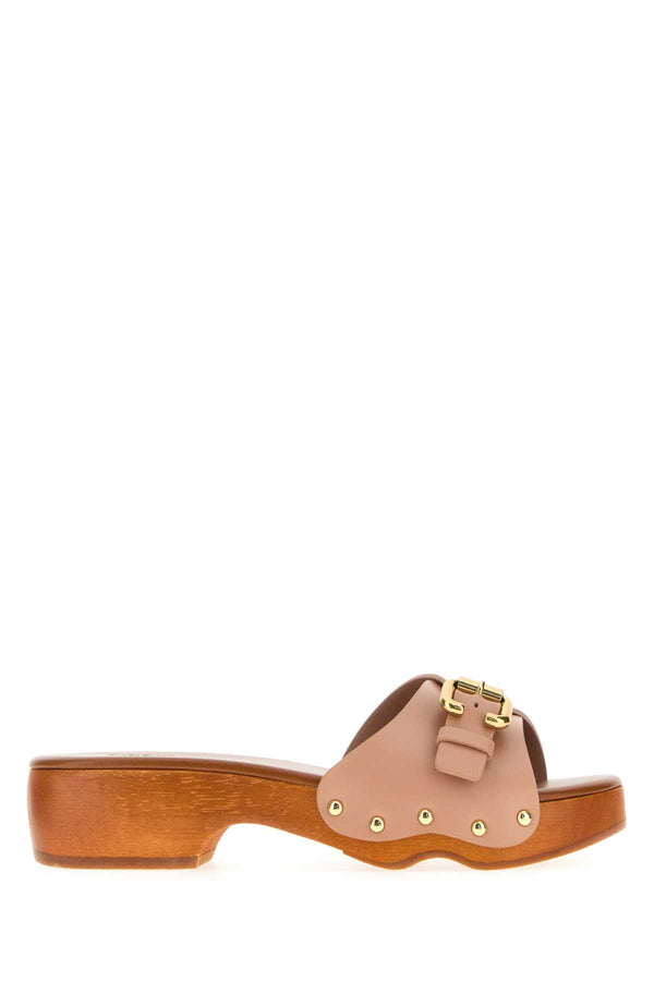 Chloé Jeannette Exterior: 100% Calf clog sandal in pink