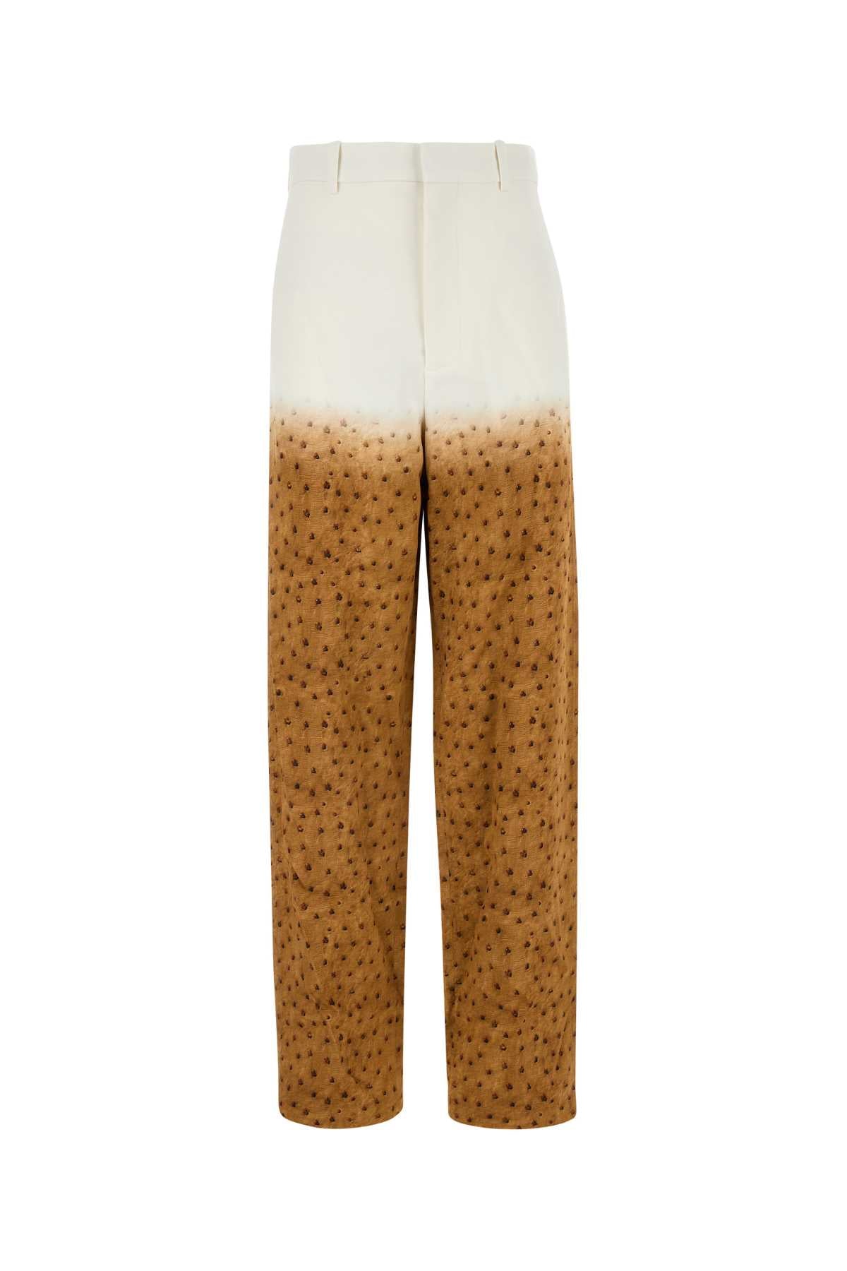 Printed Crepe Pant Whitemulticolor Exterior: Viscose Elastane Pantaloni