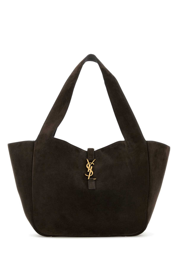 Saint Laurent Cabas Exterior: 100% Calf; Finishing: Antiqued golden metal tote bag in brown