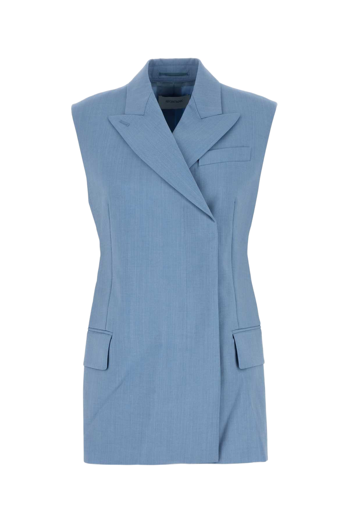 Light Blue Wool Blend Ilex Vest Cielo Giacche E Gilet