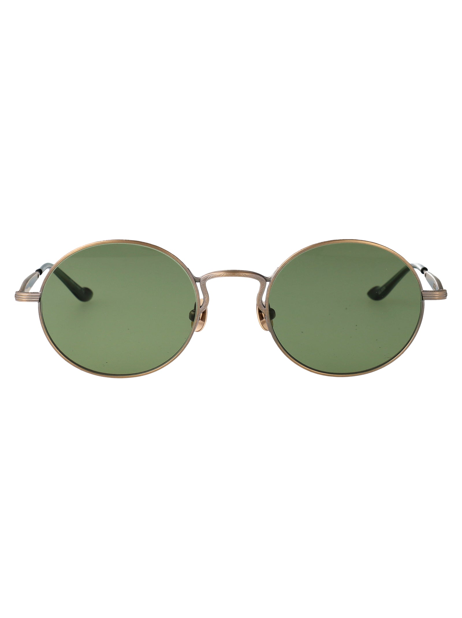 2809h-V2 Ag-Bgn Antique Gold - Bottle Green G-15 Metal Sunglasses