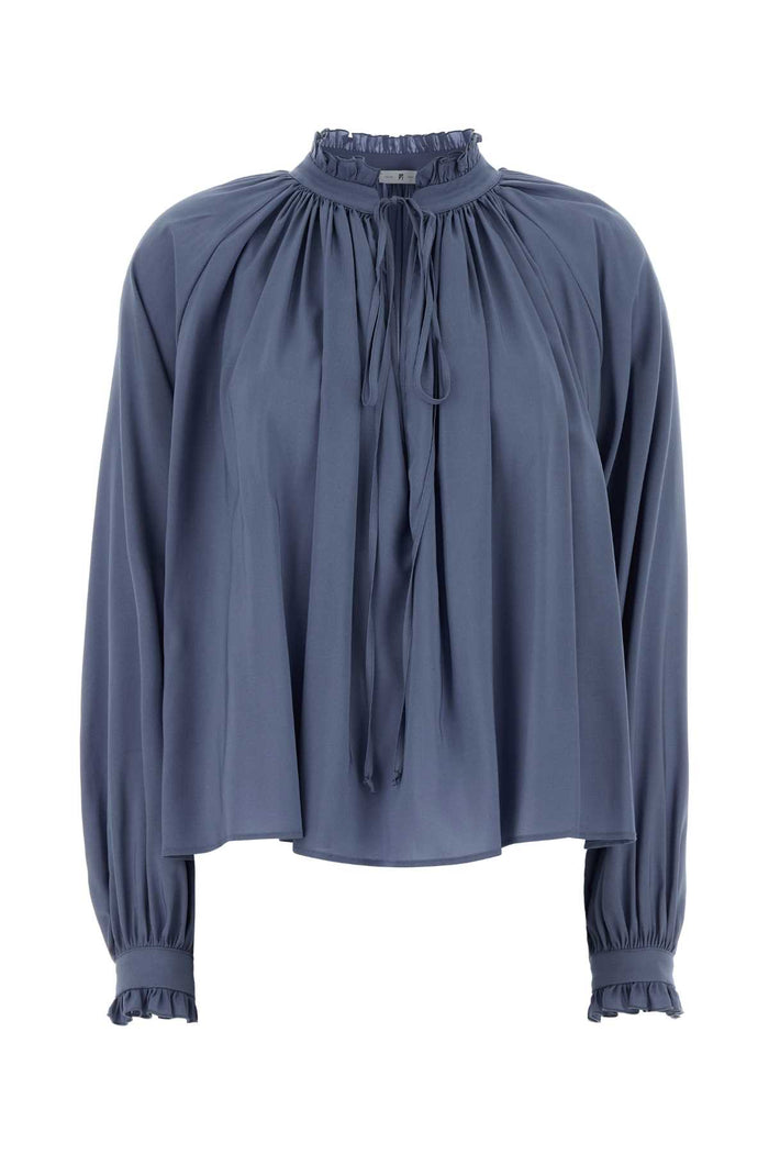 Tw6sbl130stdic23 0330 Azzurro Grigio Exterior: Viscose Elastane Camicie