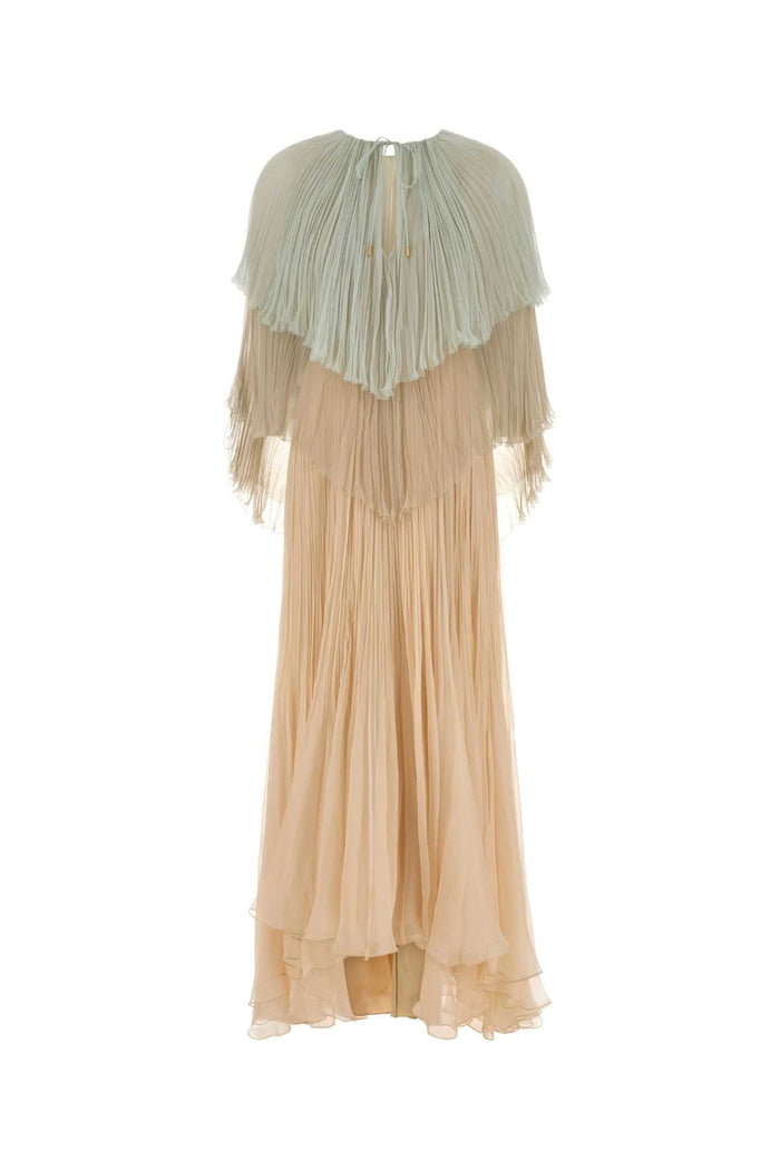 Two-Tone Silk Long Dress Fantasiaverde Abiti