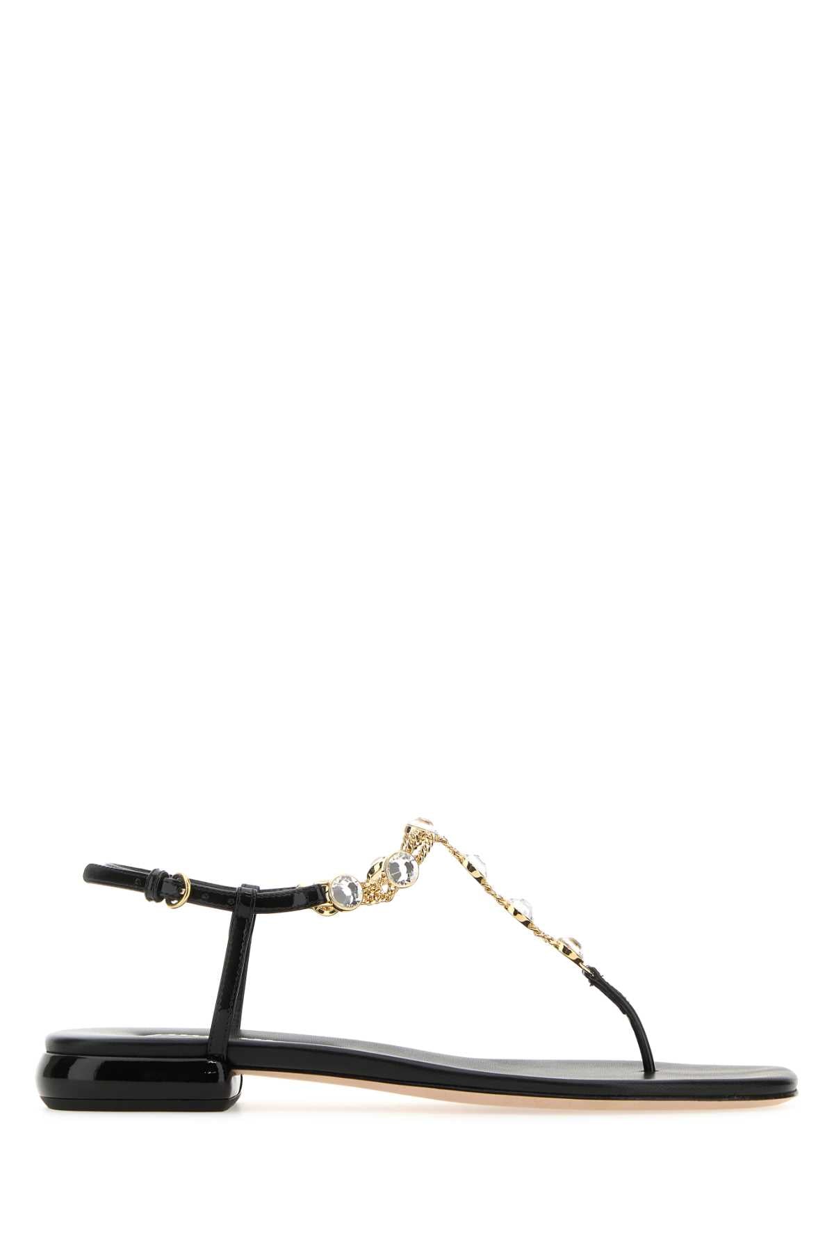 Black Thong Sandals Nero Vitello Sandali
