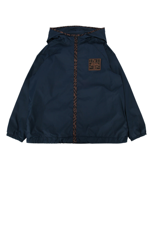 Fendi Kids Nylon 100% Nylon (shell); 100% Polyamide (lining); 100% Polyester (embroidery) raincoat in navy