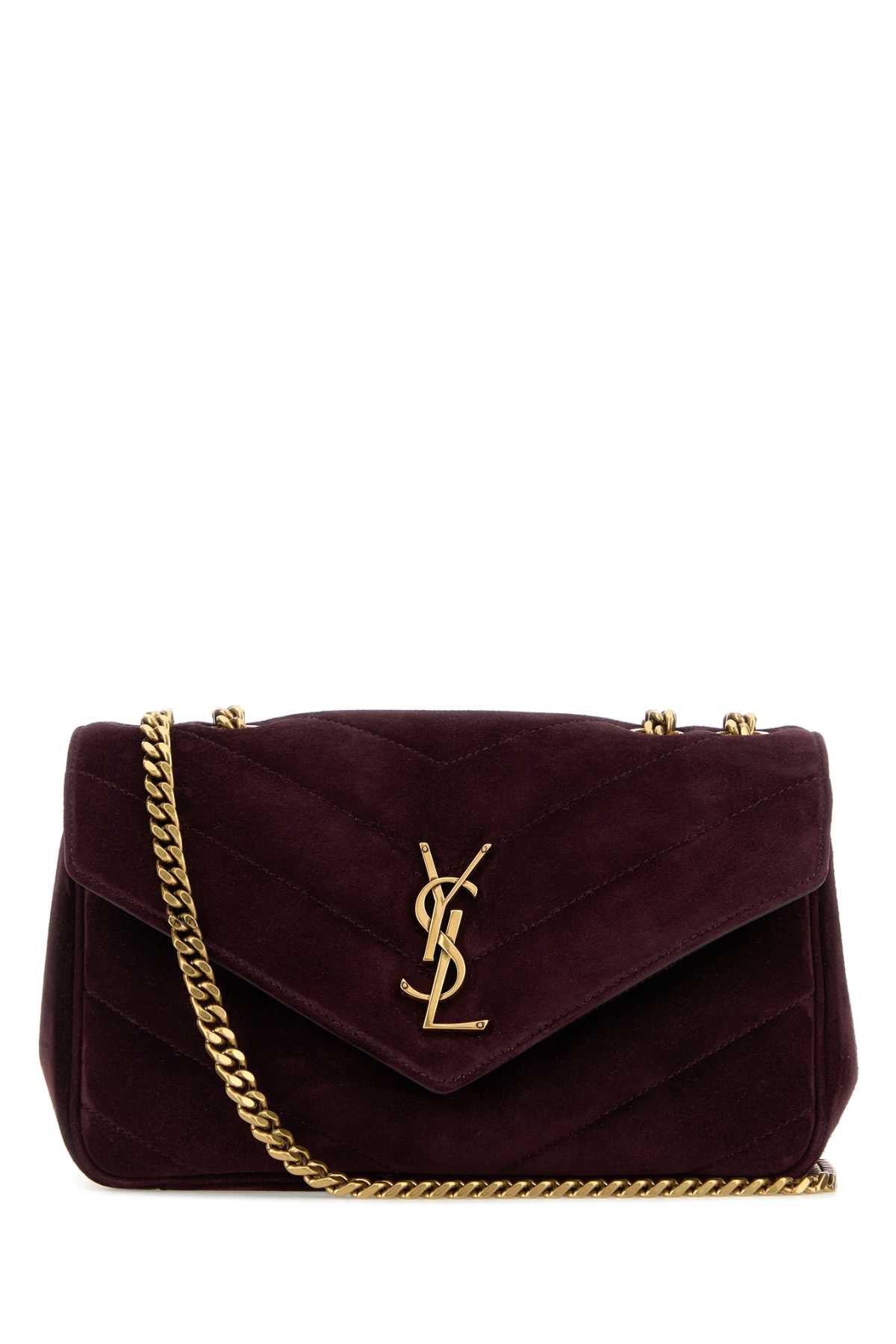 Aubergine Suede Small Loulou Shoulder Bag Smokyburgundy Borse A Mano