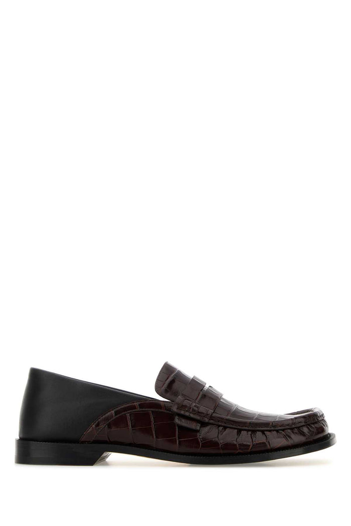 Two-Tone Leather Campo Loafers Darkbrownblack Mocassini