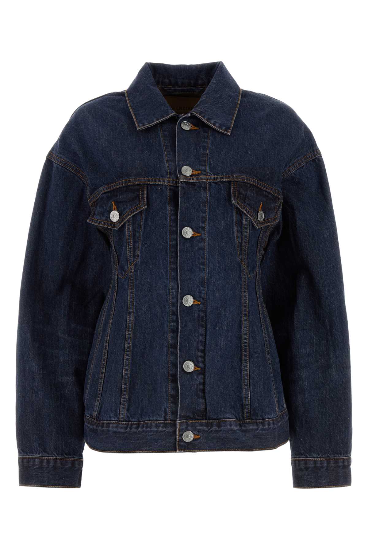 Dark Blue Denim Hourglass Jacket Darkindigomadder Exterior: Cotton Silk Giubbini