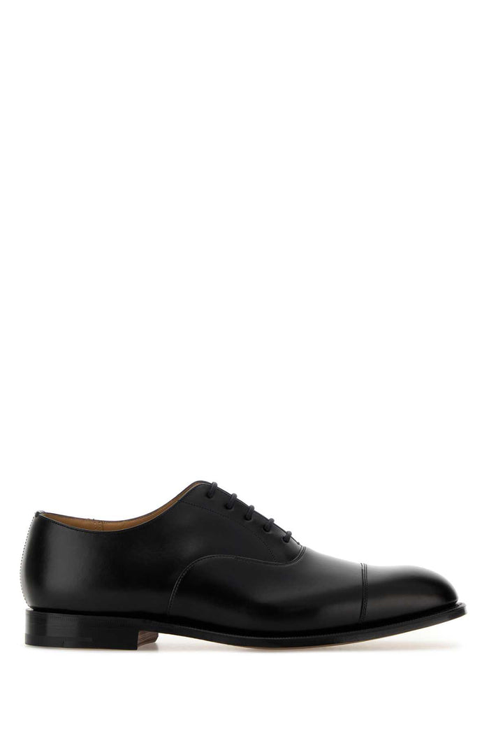 Black Leather Consul Lace-Up Shoes Scarpe Stringate