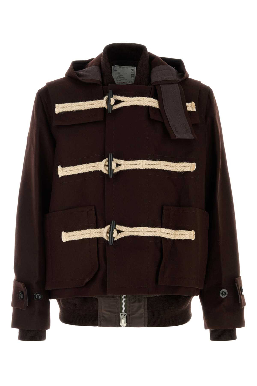 Sacai Exterior: 100% Wool jacket in brown