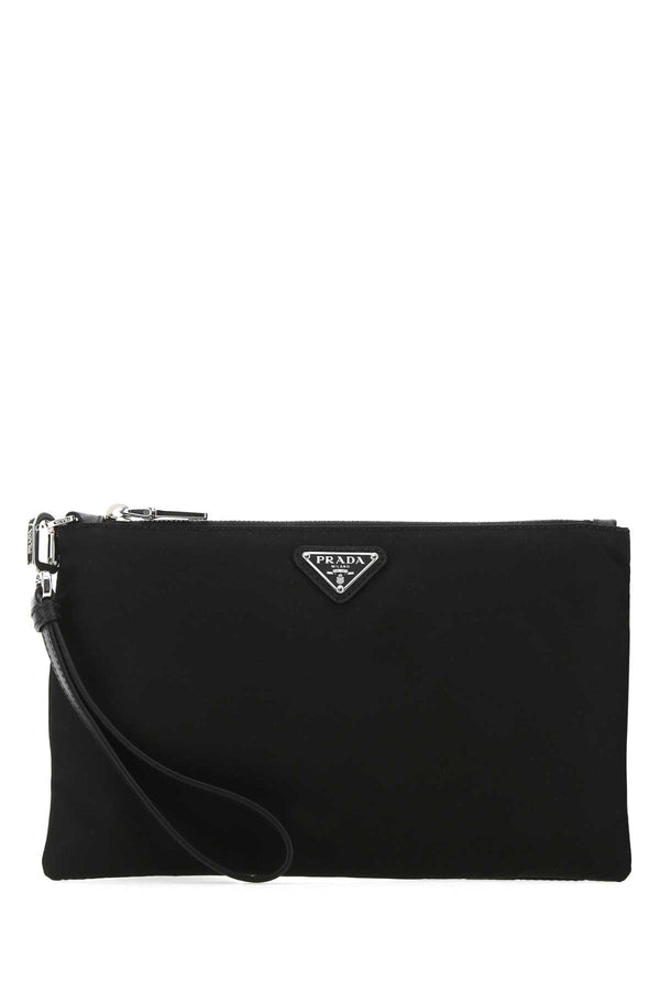 Prada 100% recycled polyamide clutch in black