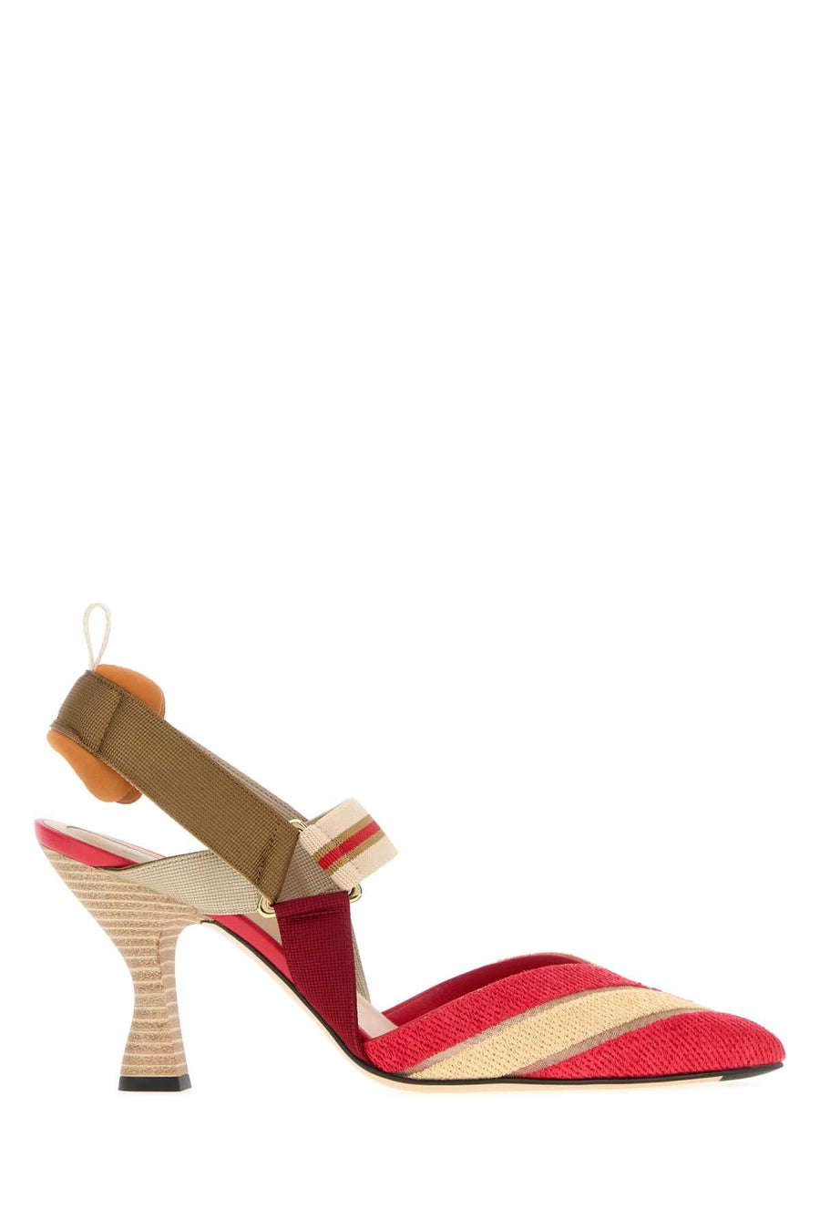 Fendi Rete Exterior: 100% Raffia; Interior: 100% Leather; Sole: Leather pump in multicolor