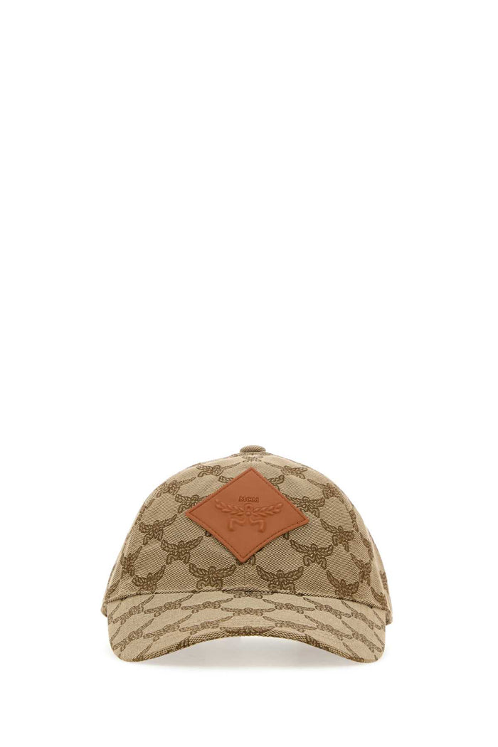 Embroidered Polyester Blend Baseball Cap Beige Cappelli
