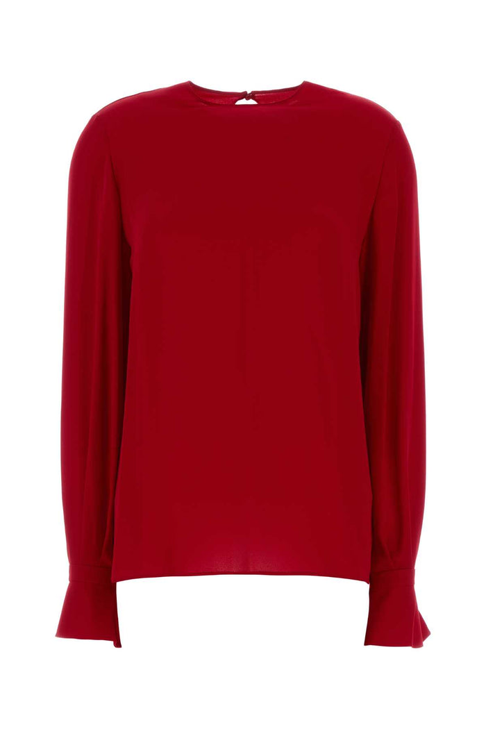 Red Georgette Blouse Paris Exterior: Silk Camicie