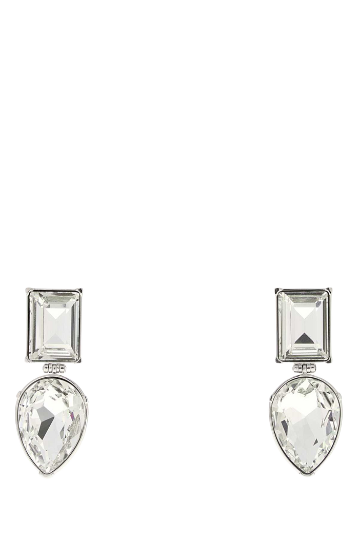 Silver Metal Cocktail Earrings 0926+crystalstrass Lb Brassglass Orecchini