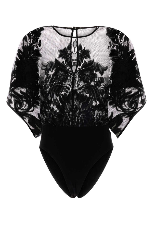 Norma Kamali Pizzo Exterior: 100% Polyester bodysuit in black