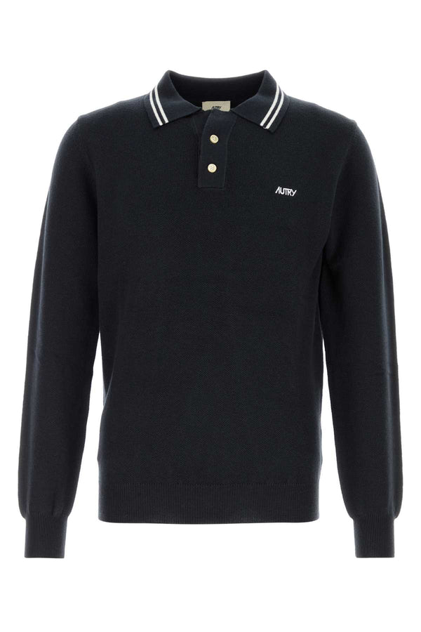 Autry Wool 50% Merino wool polo shirt in navy