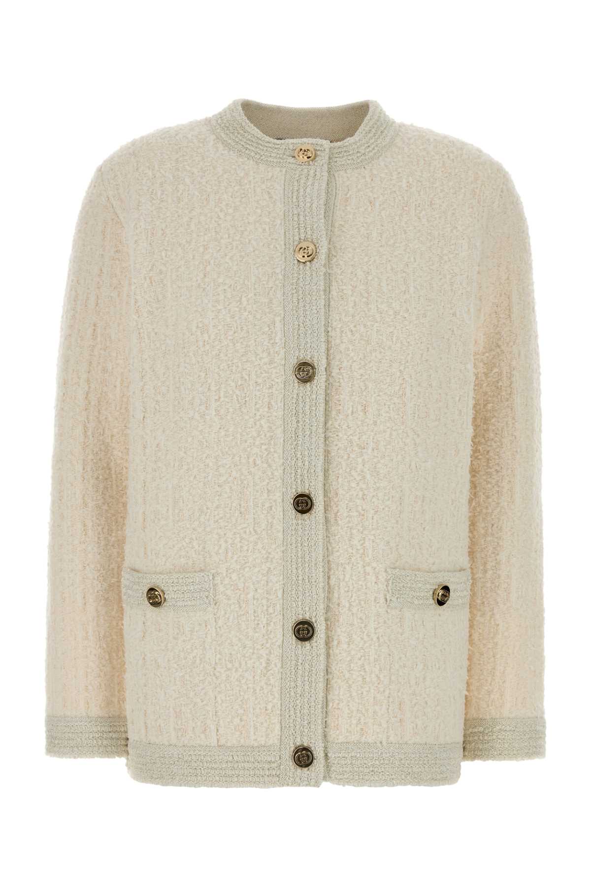 Ivory Stretch Boucle Cardigan Ivorysilvermc Maglie