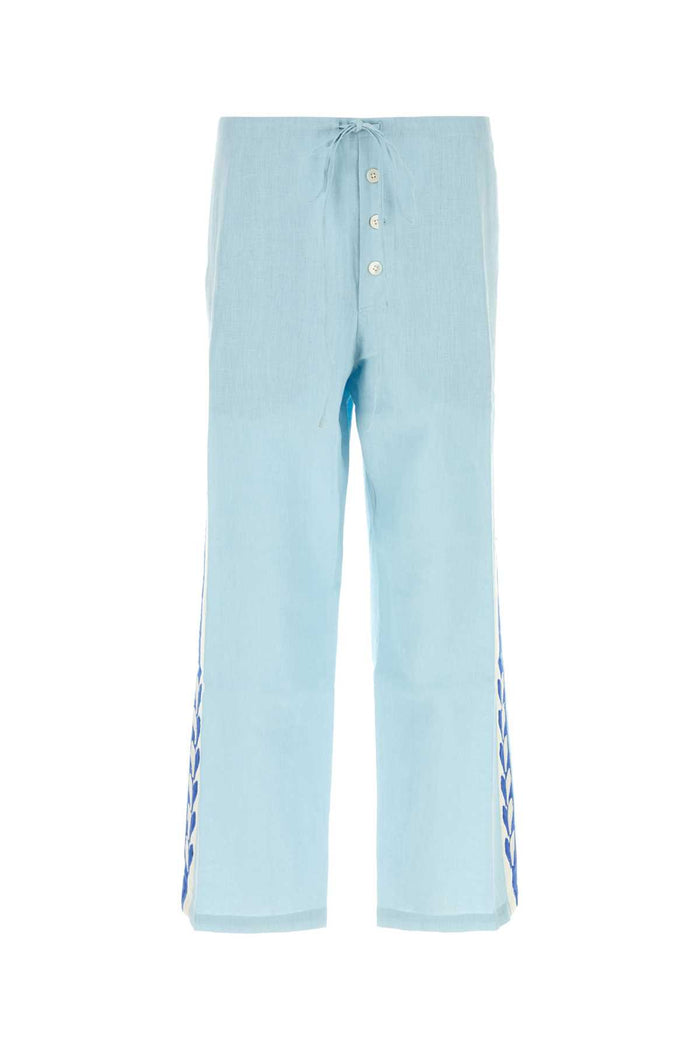 Light Blue Linen Pant Bluewhite Exterior: Pantaloni