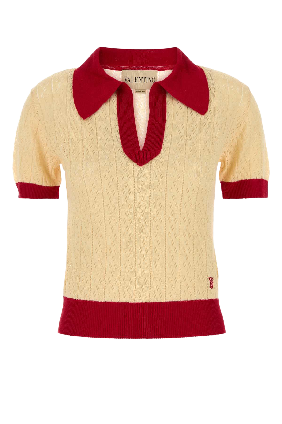 Two-Tone Linen Blend Polo Shirt Betullaparis Exterior: Viscose
