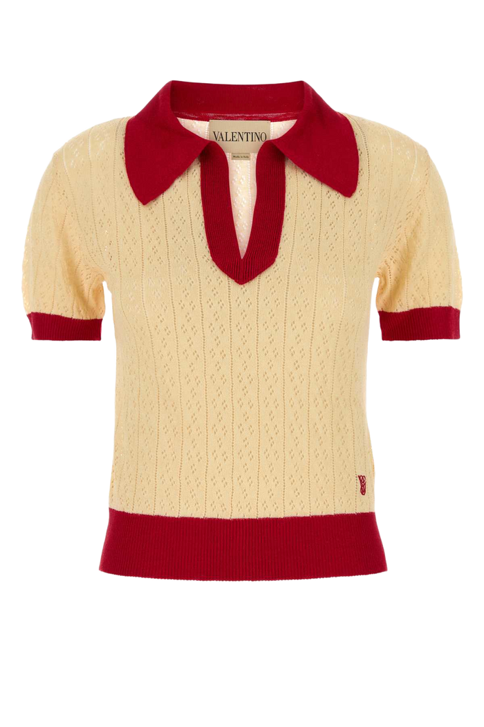 Two-Tone Linen Blend Polo Shirt Betullaparis Exterior: Viscose
