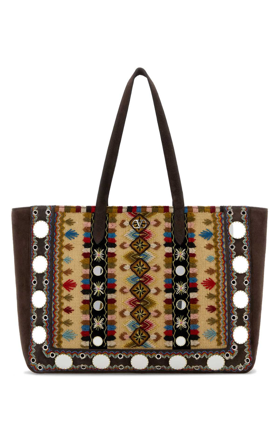 Valentino Garavani Nellcote Exterior: 100% Fabric 100% Suede; Lining: 100% Suede; Finishing: Palladium tote bag in multicolor