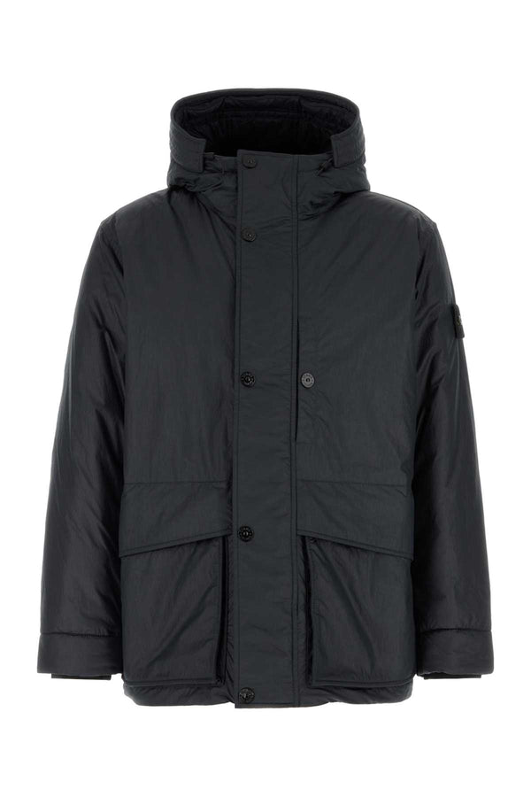 Midnight Blue Nylon And Polyester Parka Giubbini