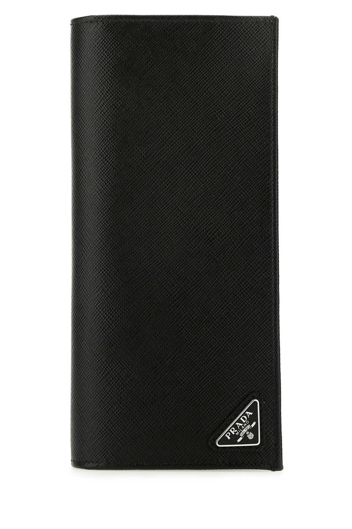 Black Leather Wallet F0002 Vitello Portafogli