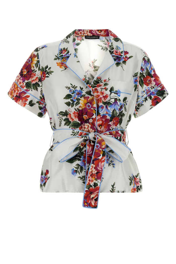 Printed Twill Shirt Mazzfiorifbianco Camicie