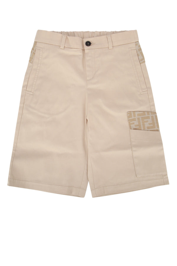 Fendi Kids Eavy 97% Cotton bermuda shorts in beige