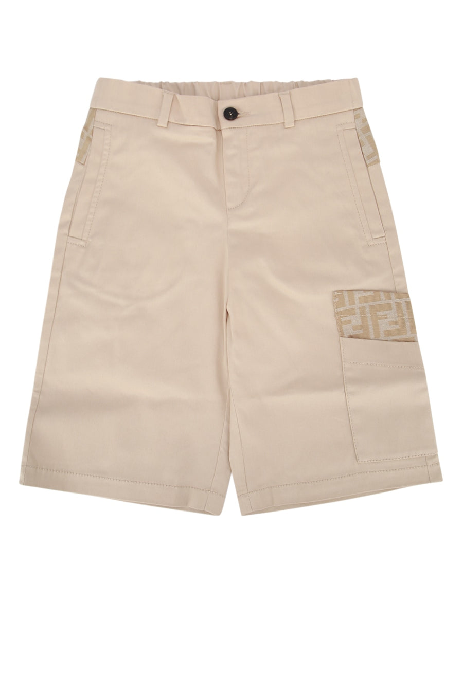 Fendi Kids Eavy 97% Cotton bermuda shorts in beige