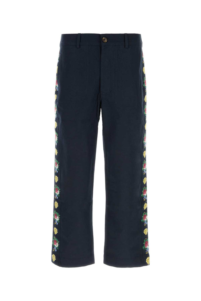 Navy Blue Cotton Pine Pant Exterior: Pantaloni