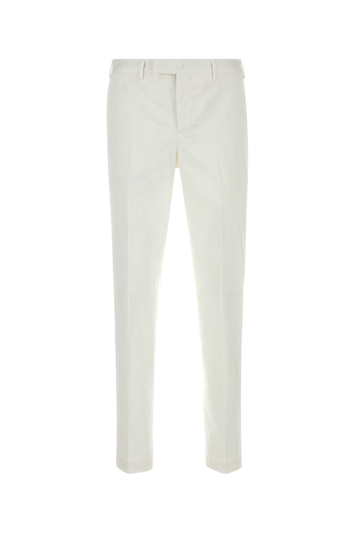 White Stretch Cotton Pant Y010 Exterior: Elastane Pantaloni