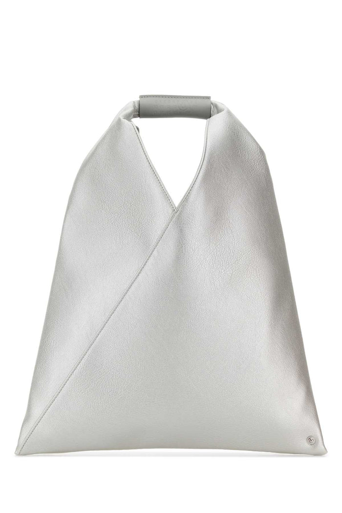 Silver Synthetic Leather Japanese Handbag Poliuretanica Borse A Mano