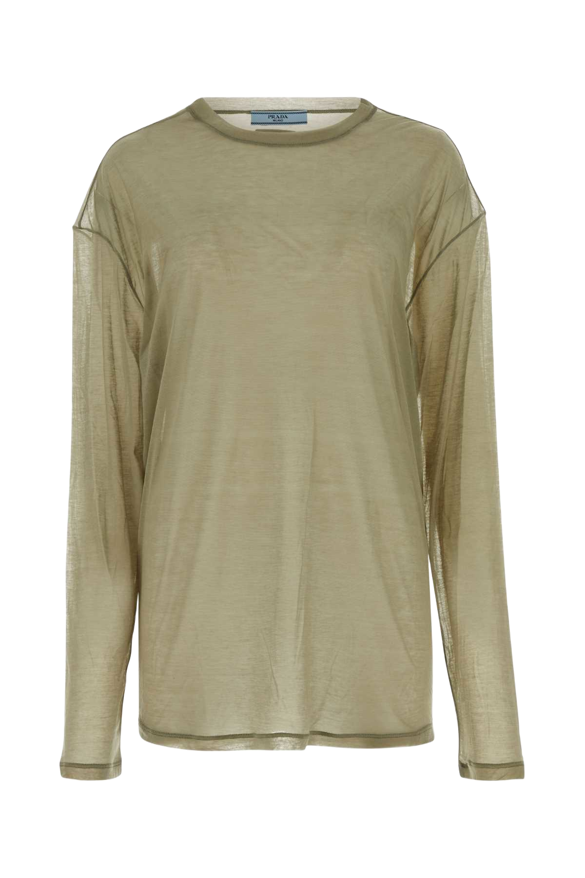 Khaki Lyocell Blend Oversize T-Shirt Oliva Exterior: Silk