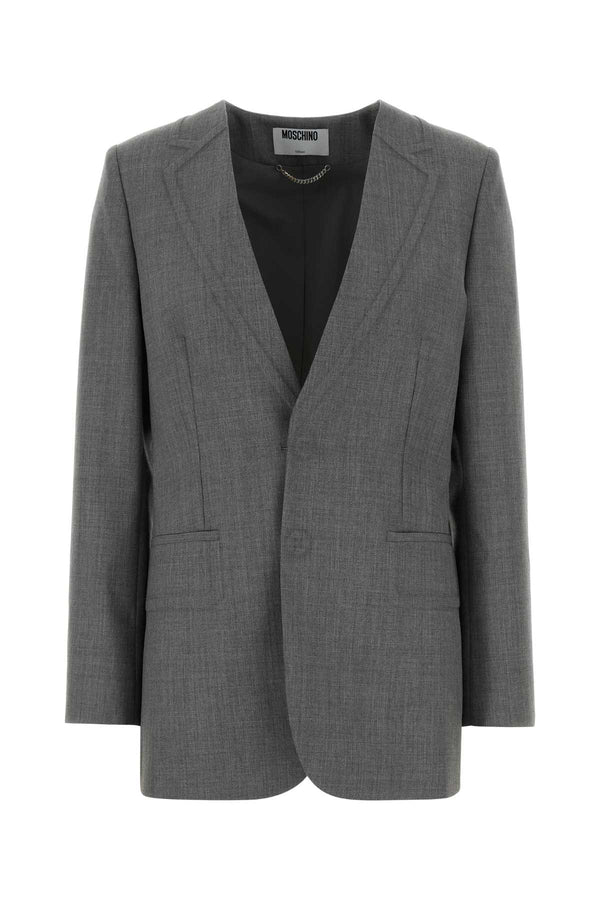 Moschino Exterior: 100% Virgin wool; Lining: 100% Cotton blazer in gray
