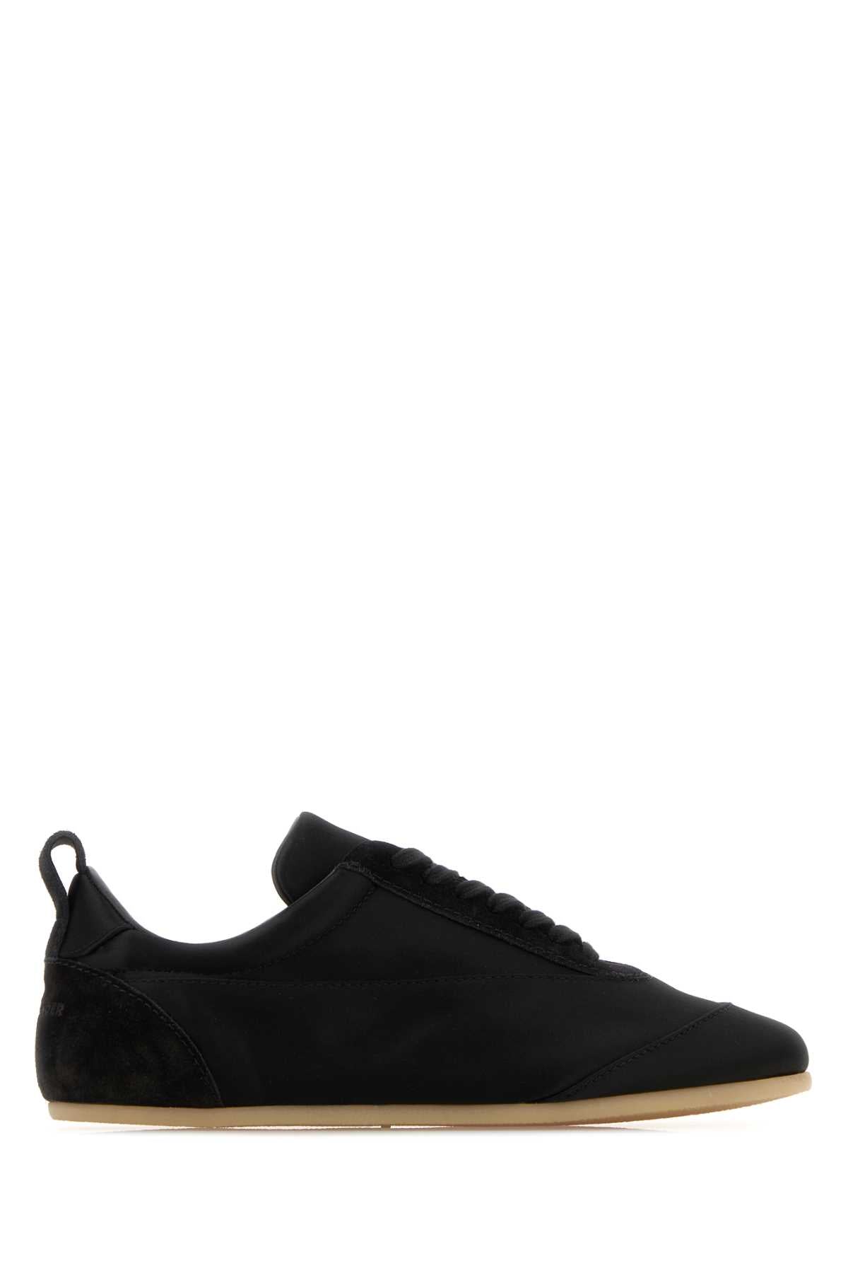 Black Satin And Suede Sneakers
