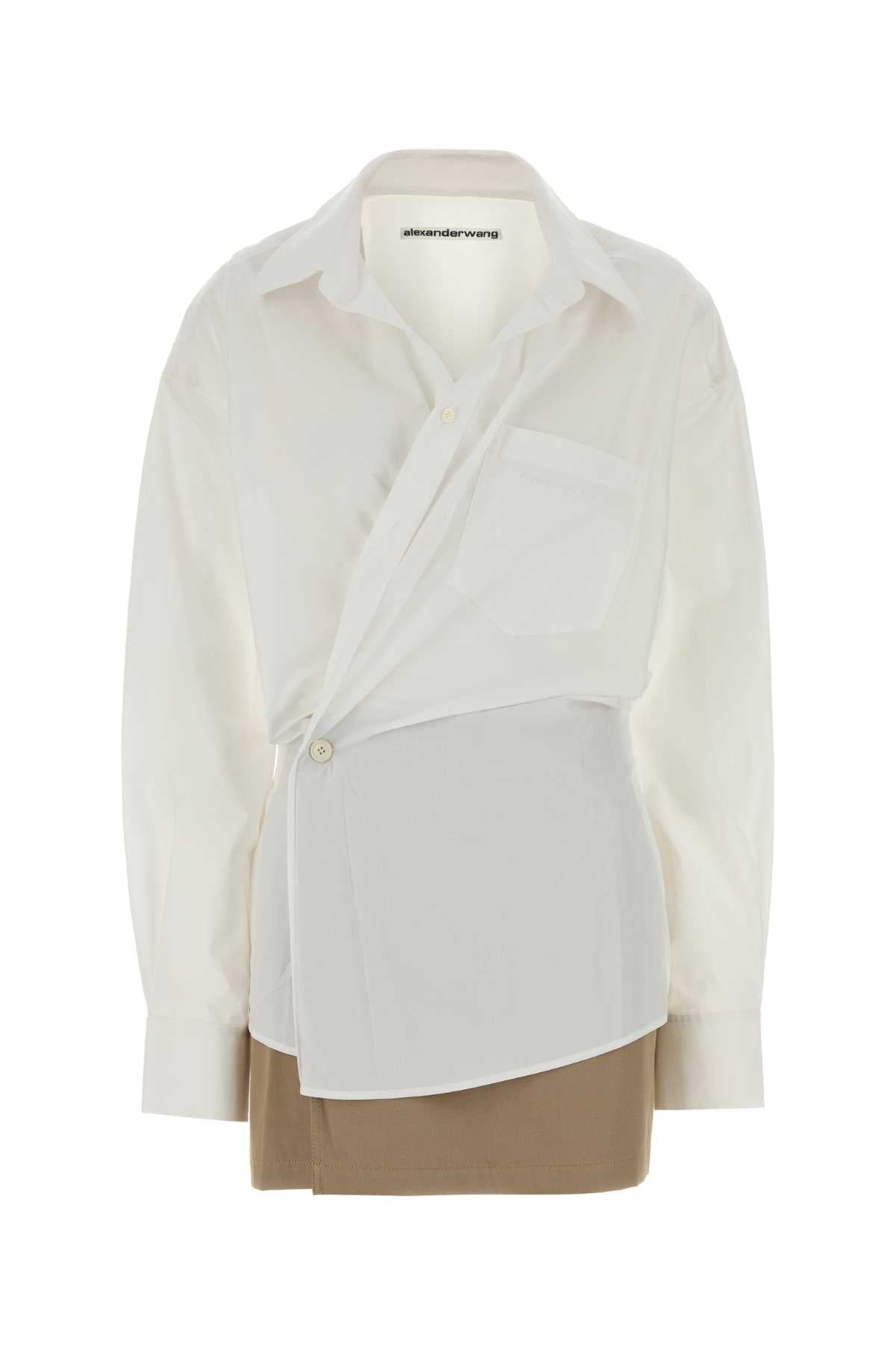 White Poplin Mini Dress Exterior: Cotton Abiti