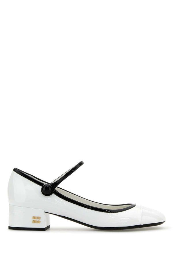 Miu Miu 100% Calf Leather mary-jane heel in white