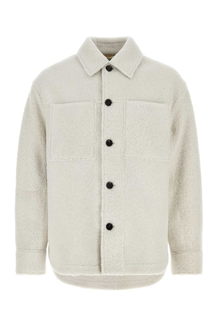 Chalk Shearling Oversize Shirt Popcorn Exterior: Lamb Fur Camicie
