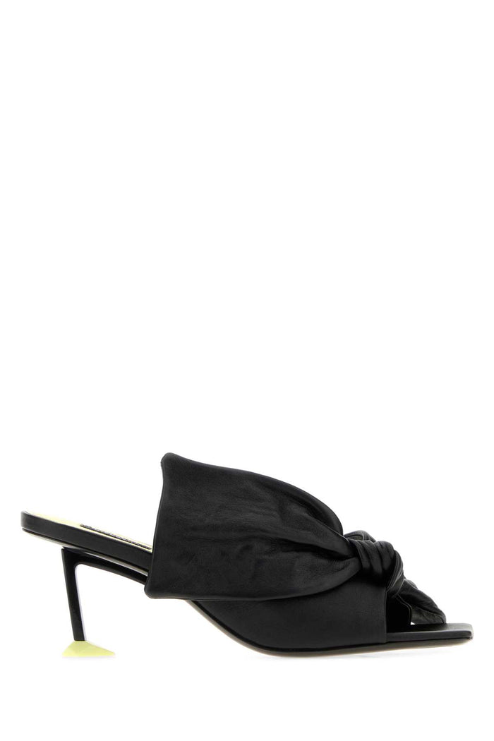 Black Leather Boudoir Mules Sandali