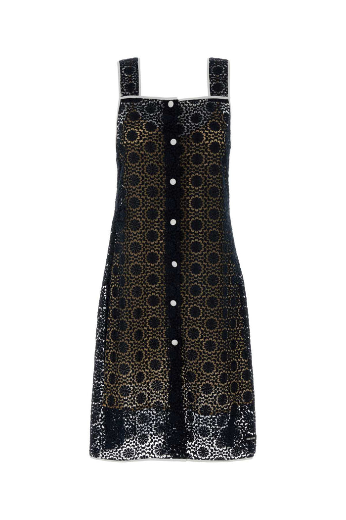 Midnight Blue Macrame Lace Dress Bleu Abiti